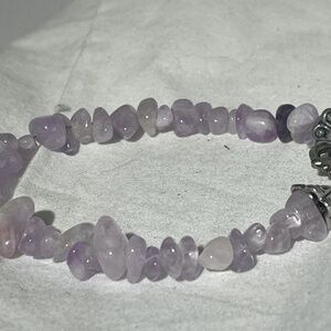 Handmade Genuine Amethyst Bead Chip Necklace Tibetan Silver Clasp 8"